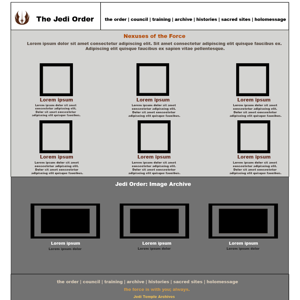 Sacred Sites Wireframe